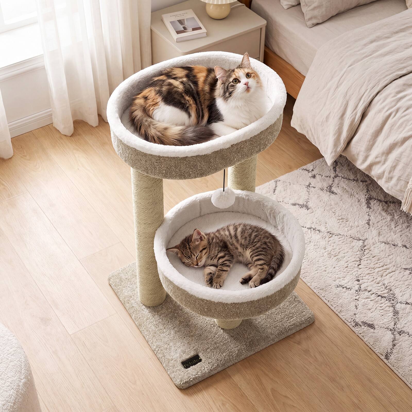 Alt View 3. Gymax - Gymax Carpeted Cat Tree 24'' Small Cat Tower w/2 Comfy Plush Perches Scratching Posts.