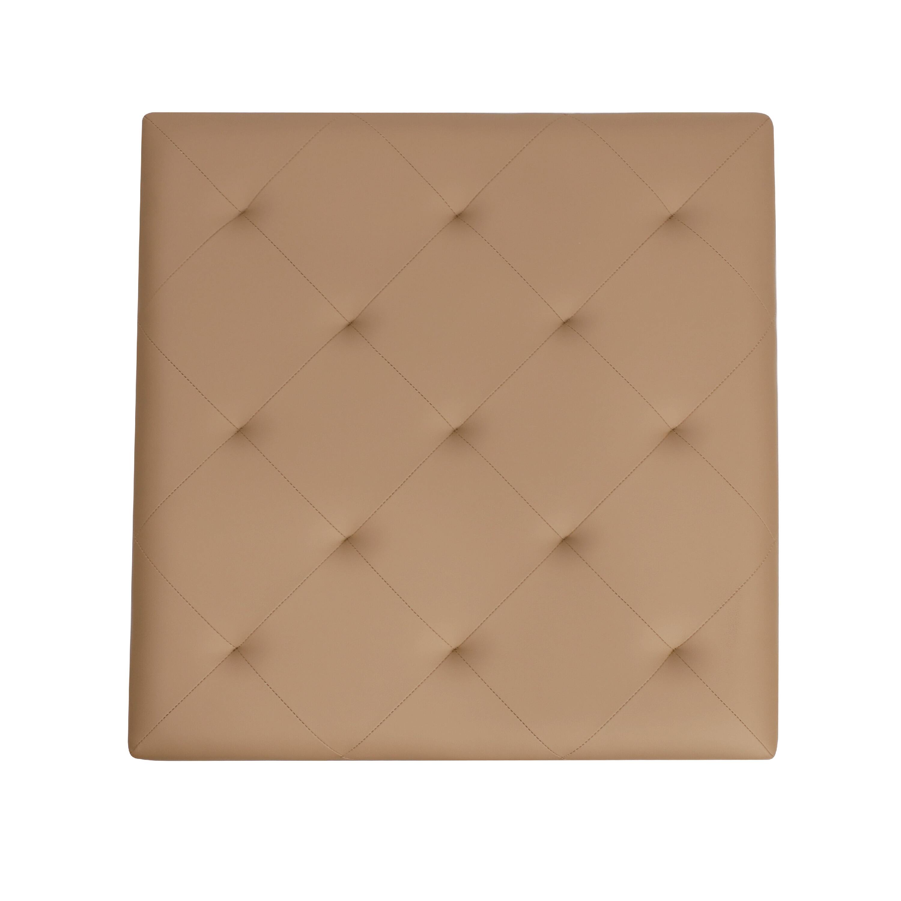 Alt View 8. Emma + Oliver - Aranda 30 in. Faux Leather Square Ottoman with Tufted Design and Sturdy Iron Frame - Light Brown.