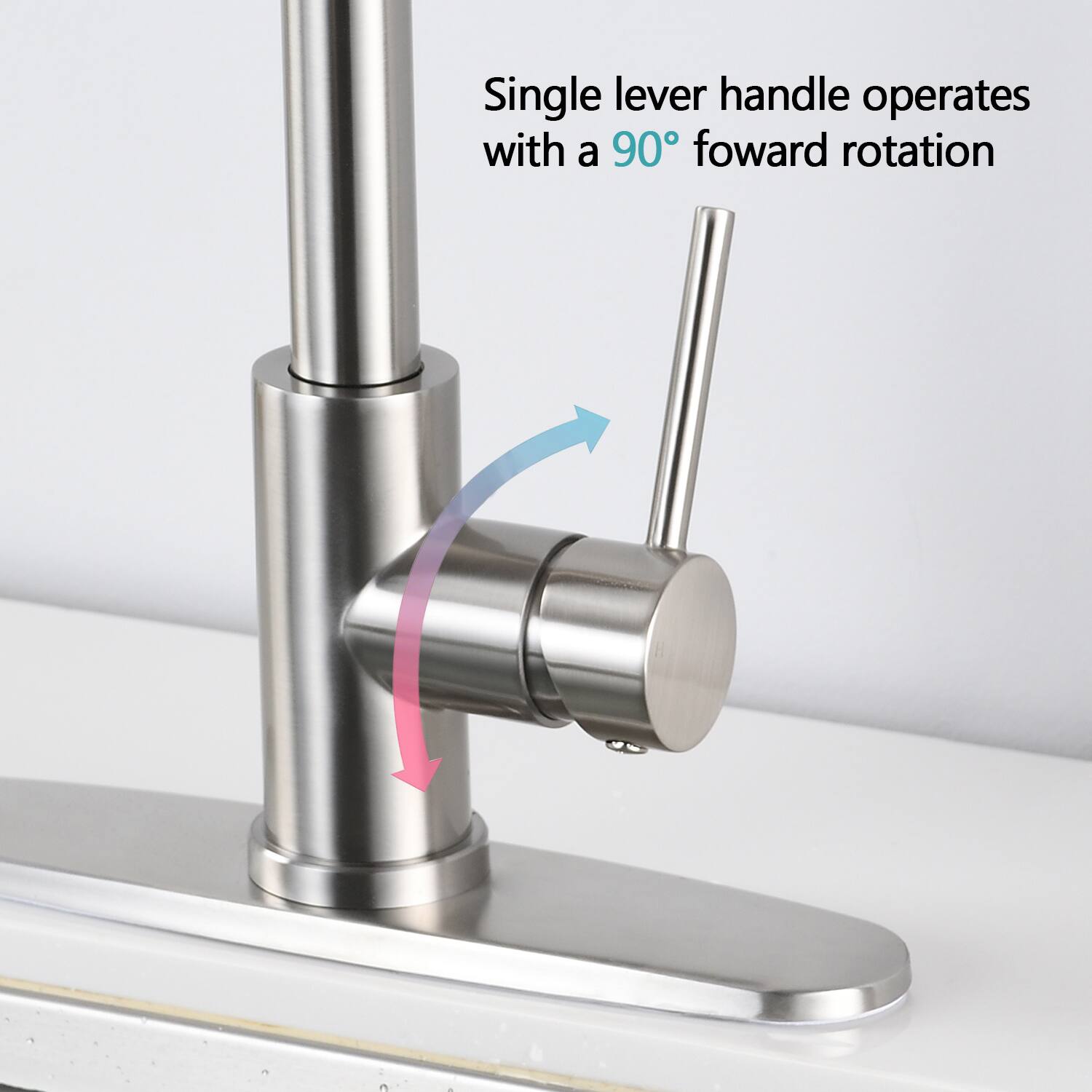Single lever handle operates with a 90° forward rotation
