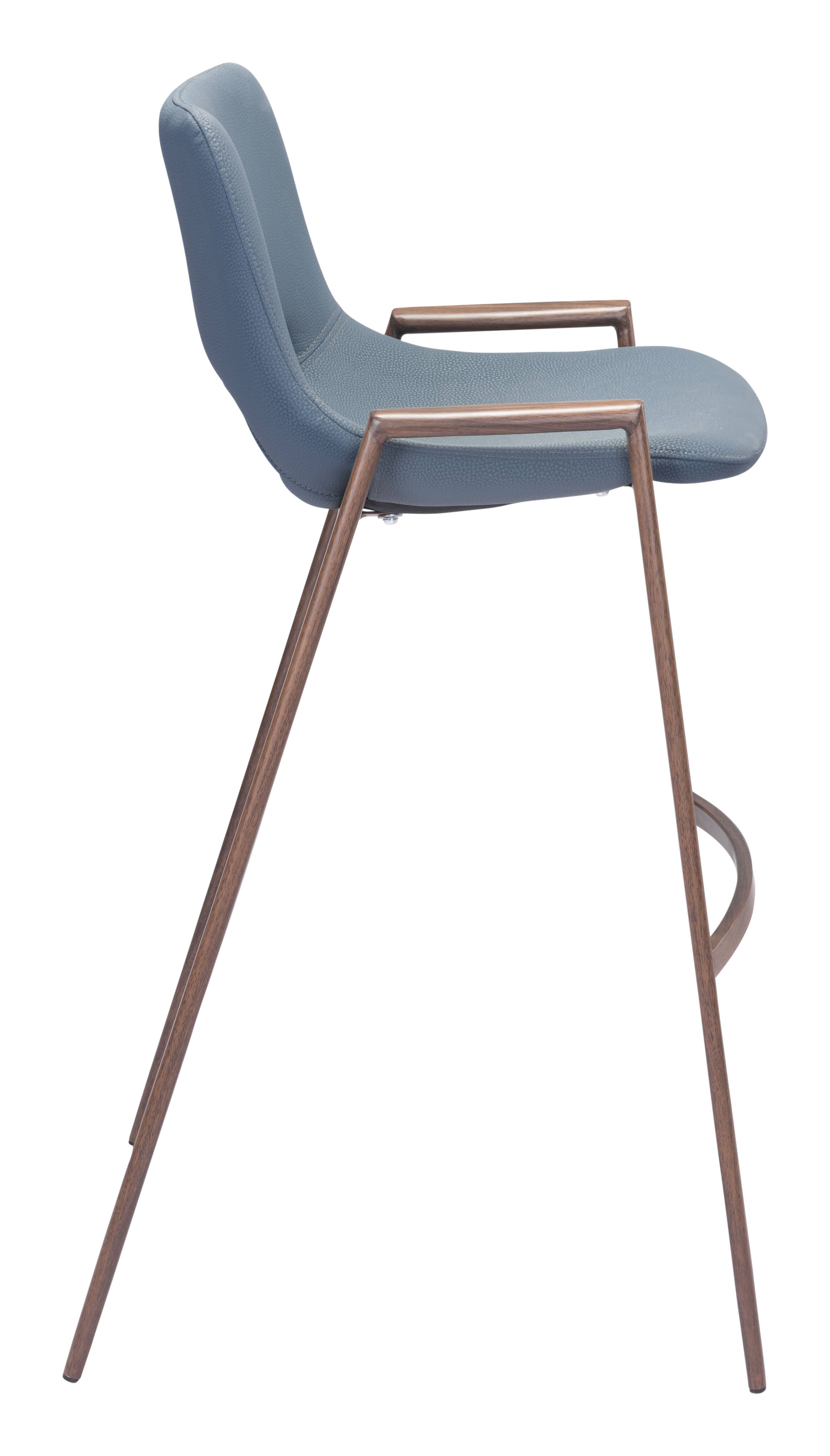 Back. Hivvago - Desi Barstool (Set of 2) Azure Gray & Walnut - Azure Gray & Walnut.