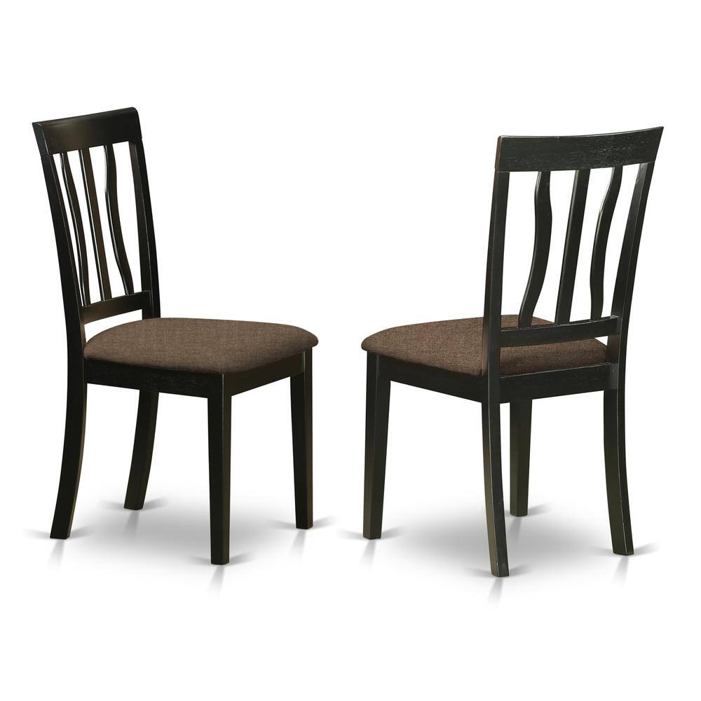 Front. East West Furniture - Dining Room Set Black & Cherry - Brown.