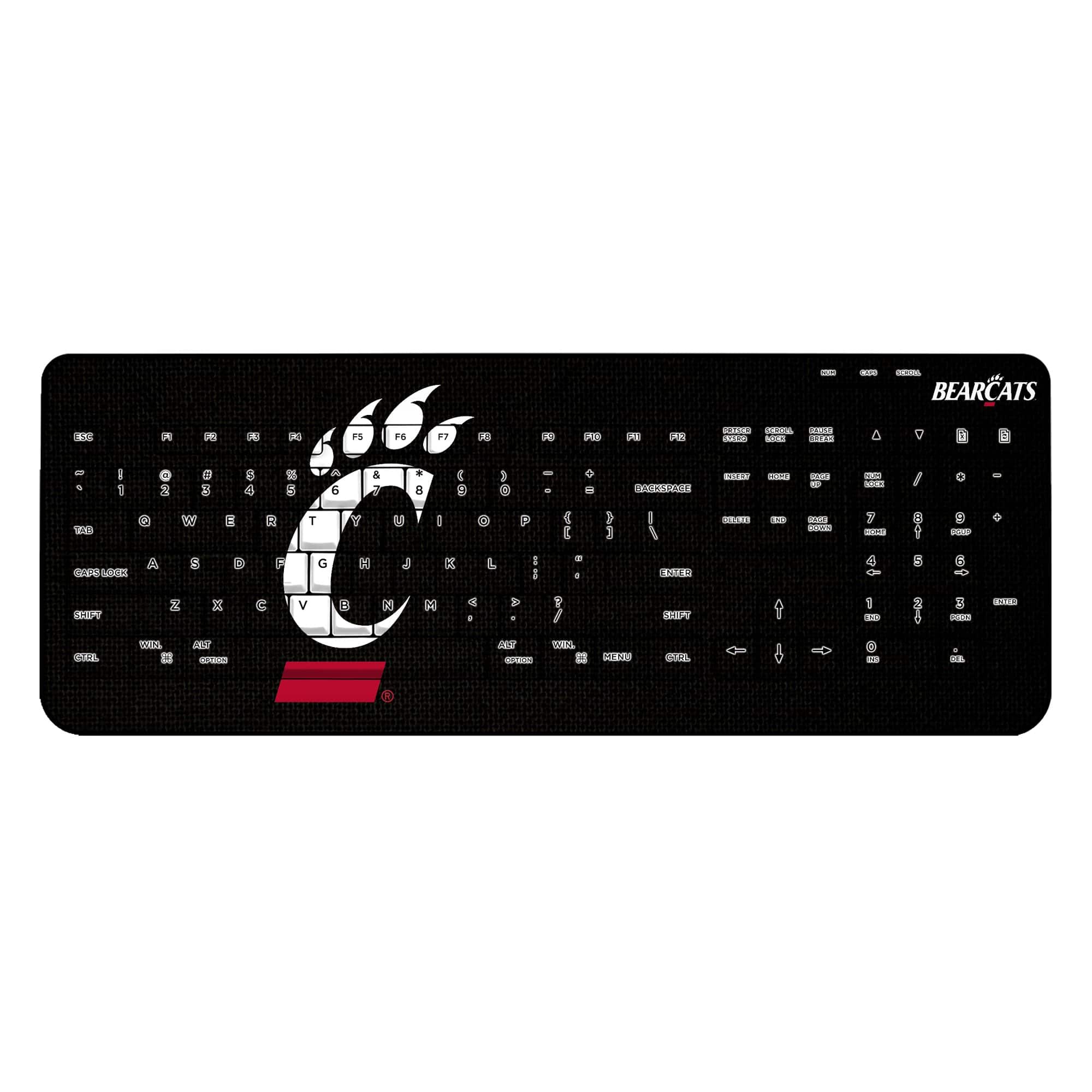 Keyscaper - Cincinnati Bearcats Solid Design Wireless Keyboard - Multicolor