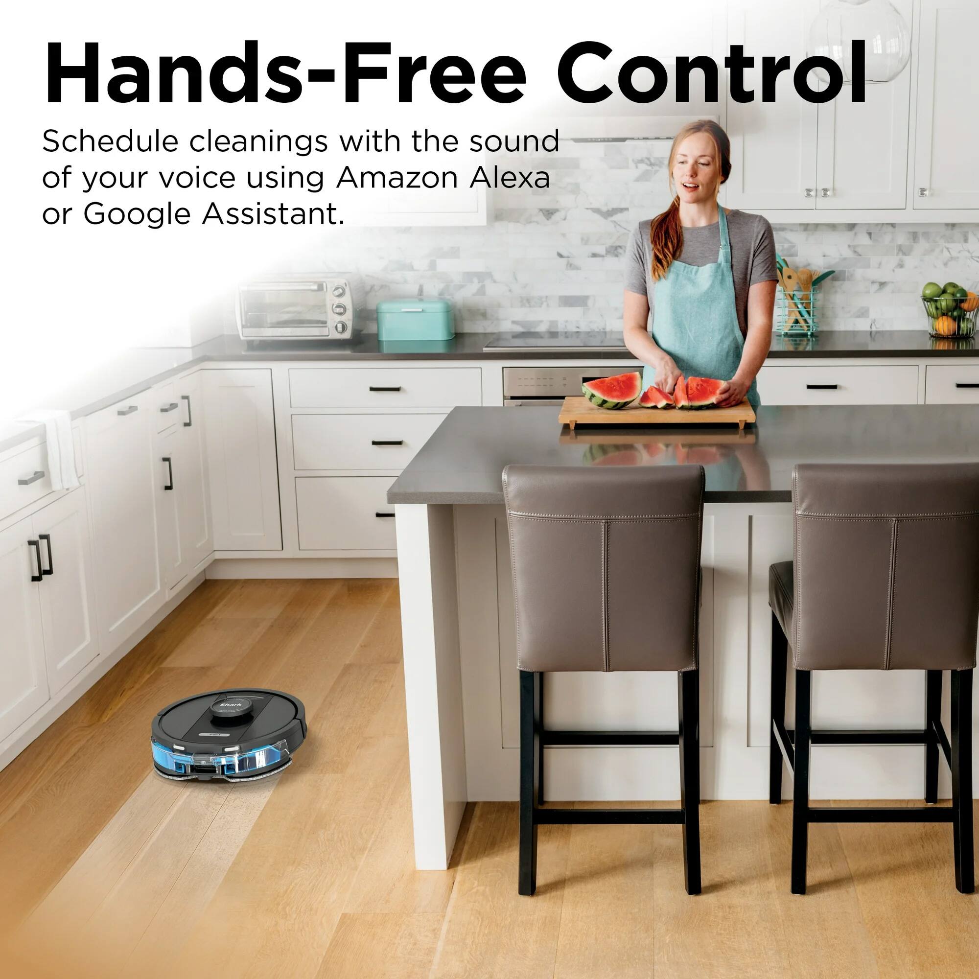 Hands-Free Control

Schedule cleanings with the sound of your voice using Amazon Alexa or Google Assistant.