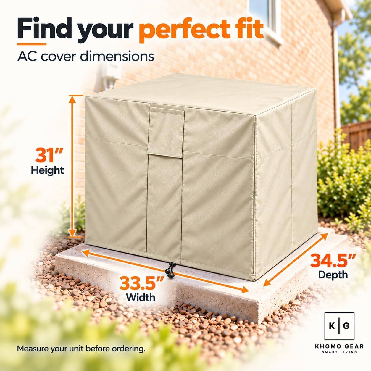 KHOMO GEAR Air Conditioner Cover for Outside Units Waterproof, Central ...