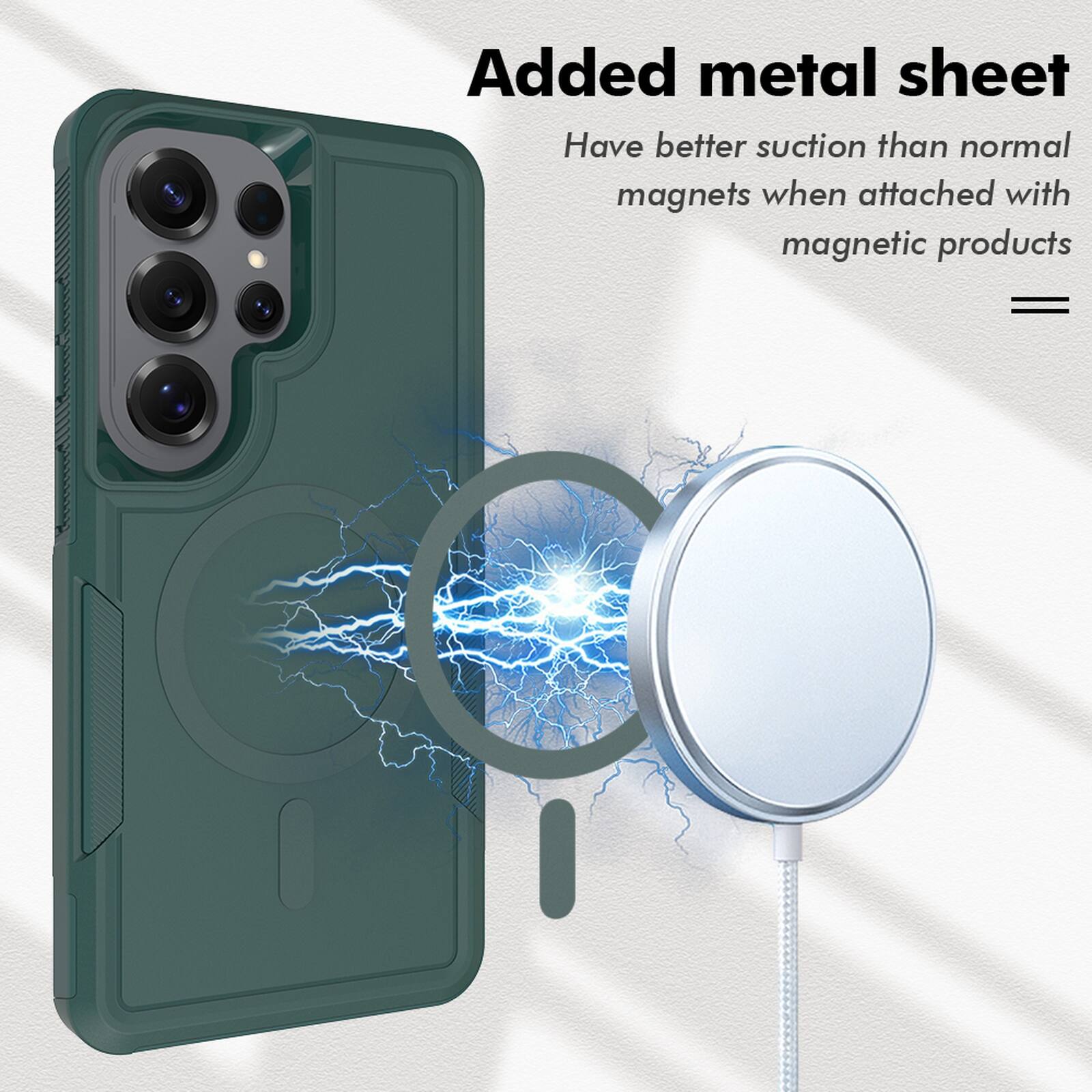 Added metal sheet  
Have better suction than normal magnets when attached with magnetic products