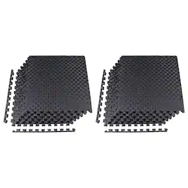 BalanceFrom Fitness - Foam Interlocking Exercise Floor Mat, 24 SqFt, 2 Pack - Black
