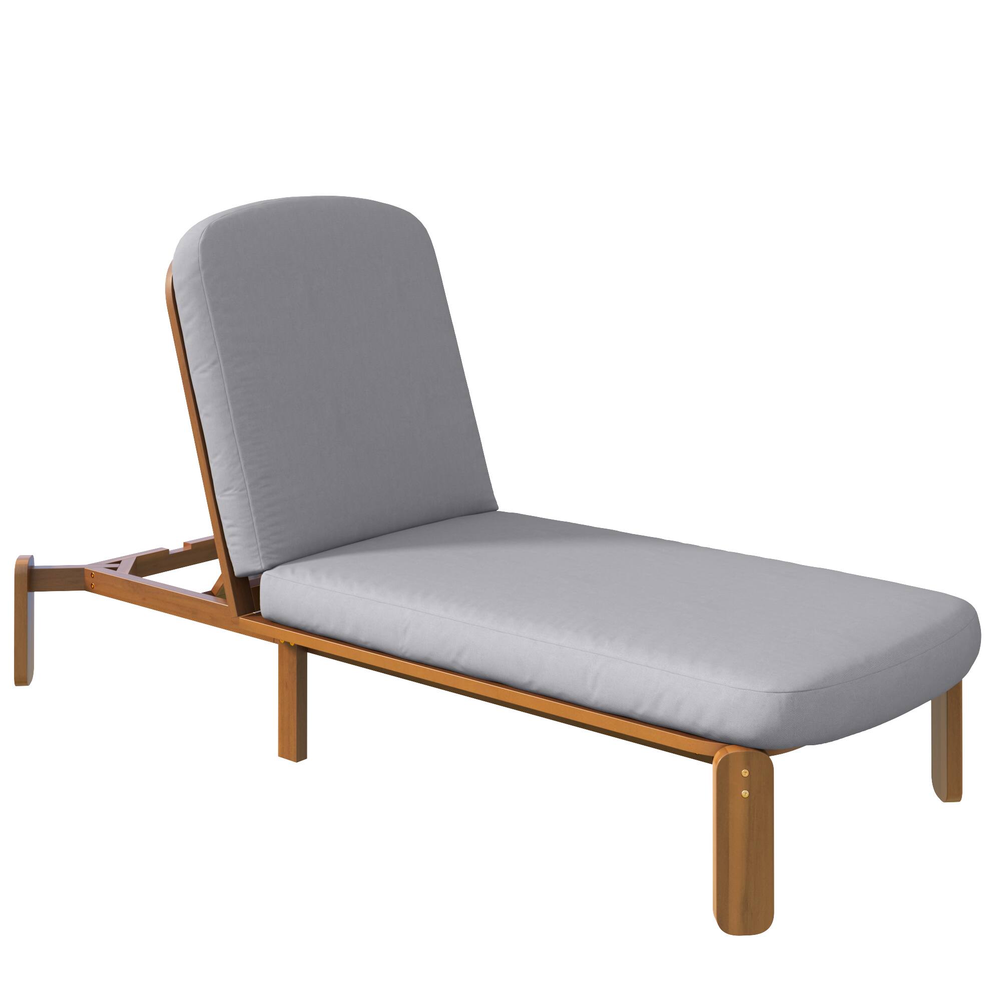 Angle. Whisen - Outdoor Adjustable Reclining Chaise Lounge with Thick Cushions for Patio, Poolside, or Beach - Gray.