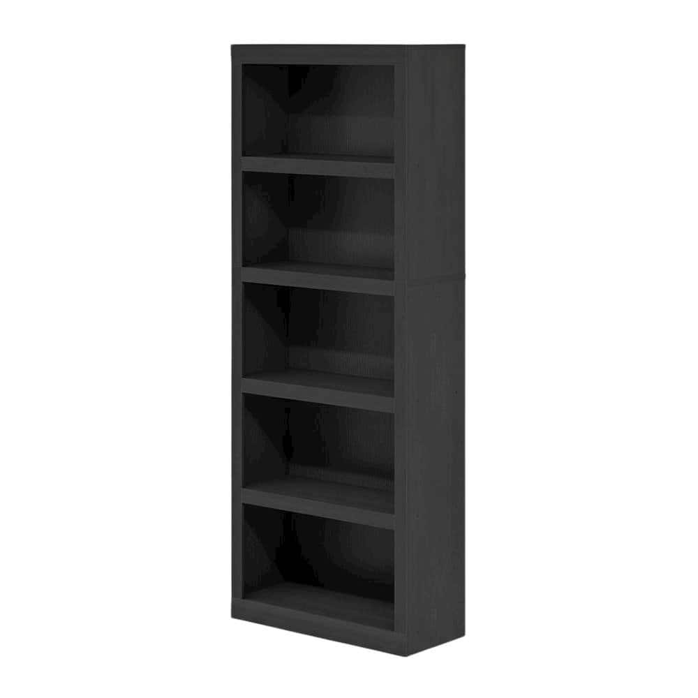 FurniFact - Bookcase in black wood with spacious open shelves for versatile storage - Blackwood