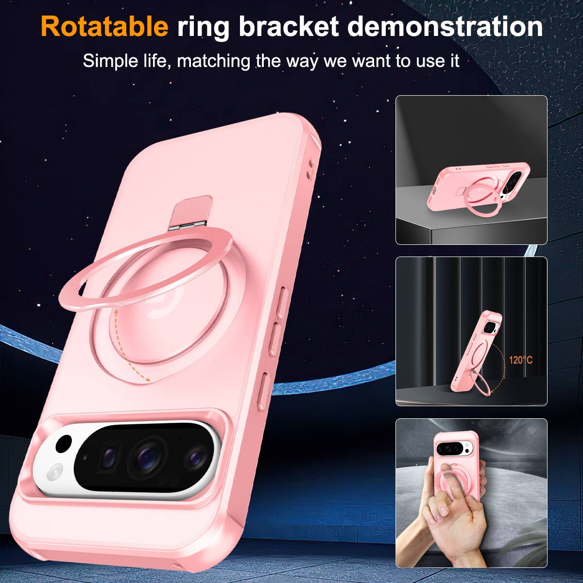 Rotatable ring bracket demonstration  
Simple life, matching the way we want to use it  

120°C