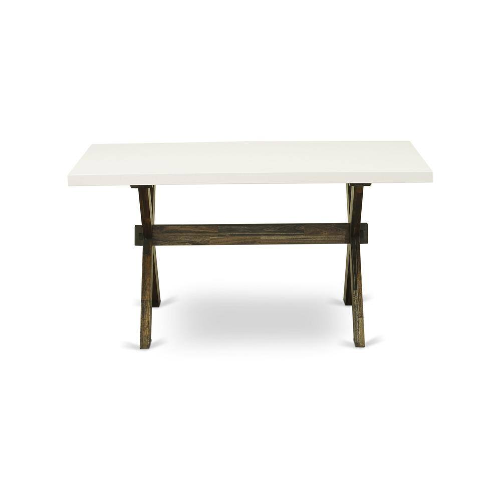 Back. East West Furniture - X726MZ748-7 - 7-Pc Dinette Set - 6 Parson dining room chairs and 1 Modern Dining Table (Distressed Jacobean Finish) - Multi-Color.
