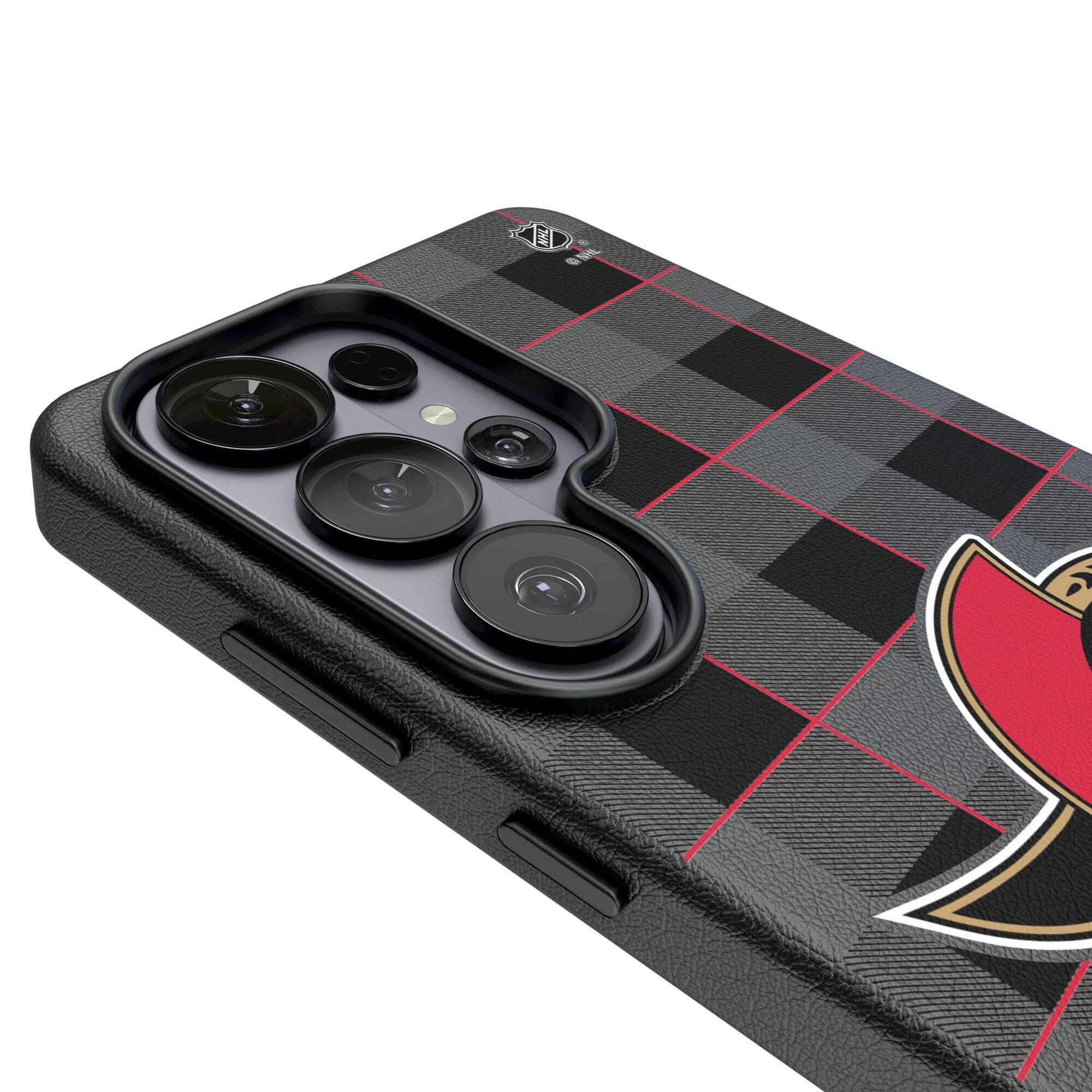 Alt View 2. Keyscaper - Ottawa Senators Plaid Galaxy Magnetic Bump Case - S26 - Black.