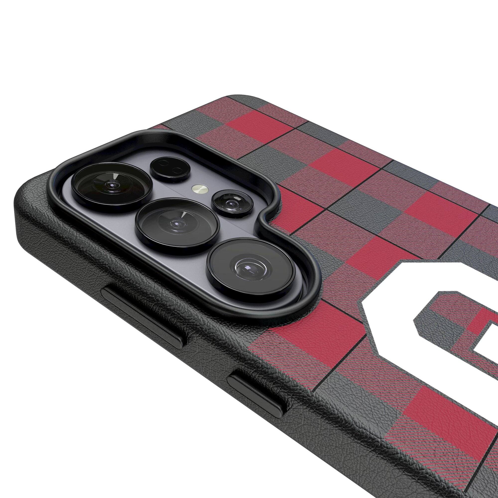 Alt View 2. Keyscaper - Oklahoma Sooners Plaid Galaxy Magnetic Bump Case - S24 Plus - Black.