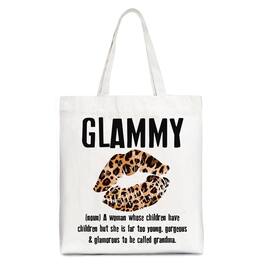 OrnamentallyYou - Glammy Leopard Lips Canvas Tote Bag, Coquette Gift Shopper for Stylish and Glamorous Grandmas - White