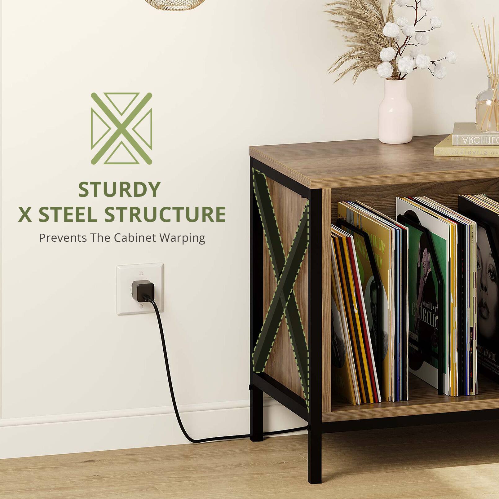 STURDY X STEEL STRUCTURE  
Prevents The Cabinet Warping