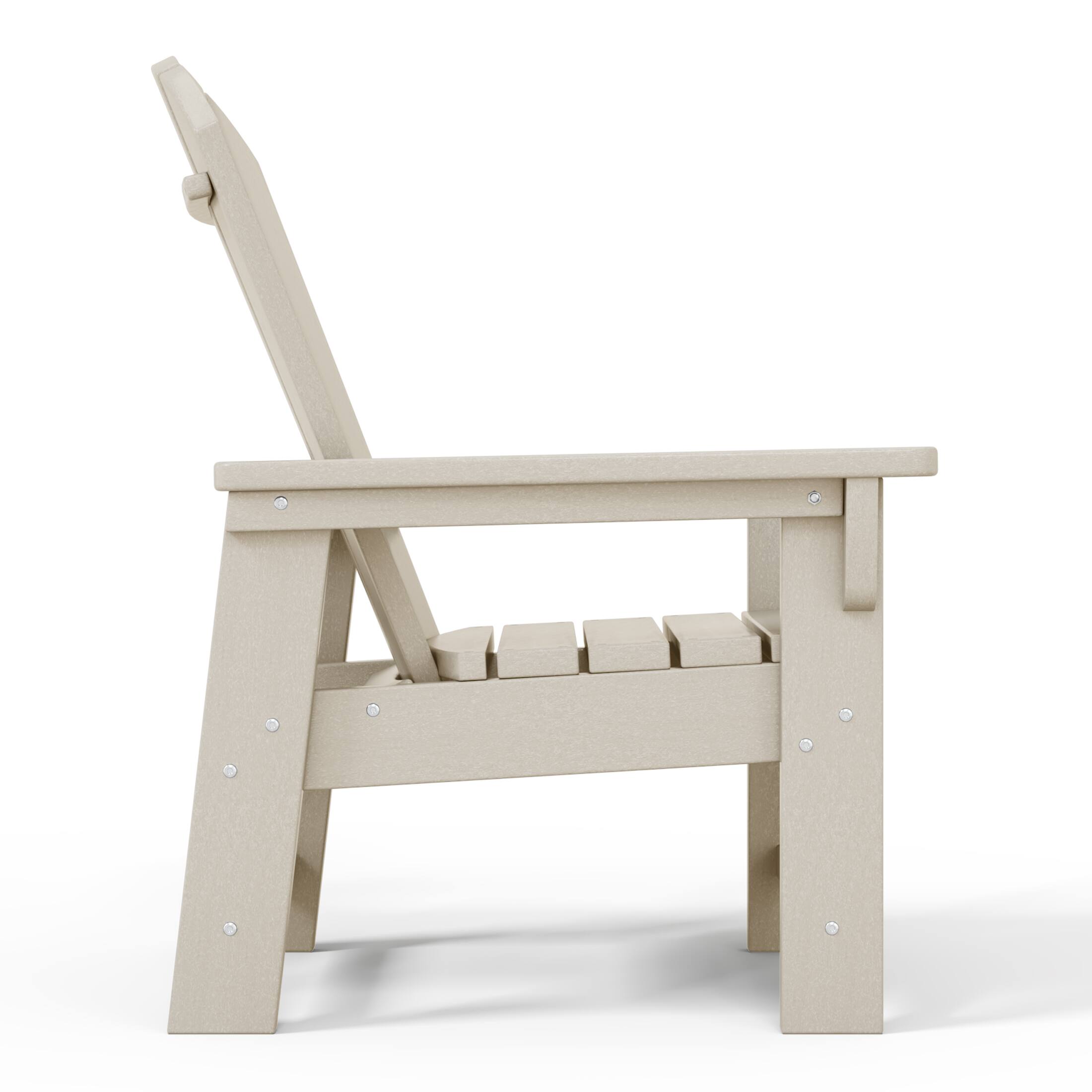 Alt View 1. WestinTrends - WestinTrends Malibu 2-Piece Kids Outdoor HDPE Adirondack Chair With Square Side Table Set - Sand.