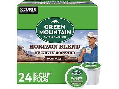 Green Mountain Coffee - Coffee Roasters Horizon Blend by Kevin Costner Coffee, Keurig K-Cup Pod, Dark Roast, 24/Carton