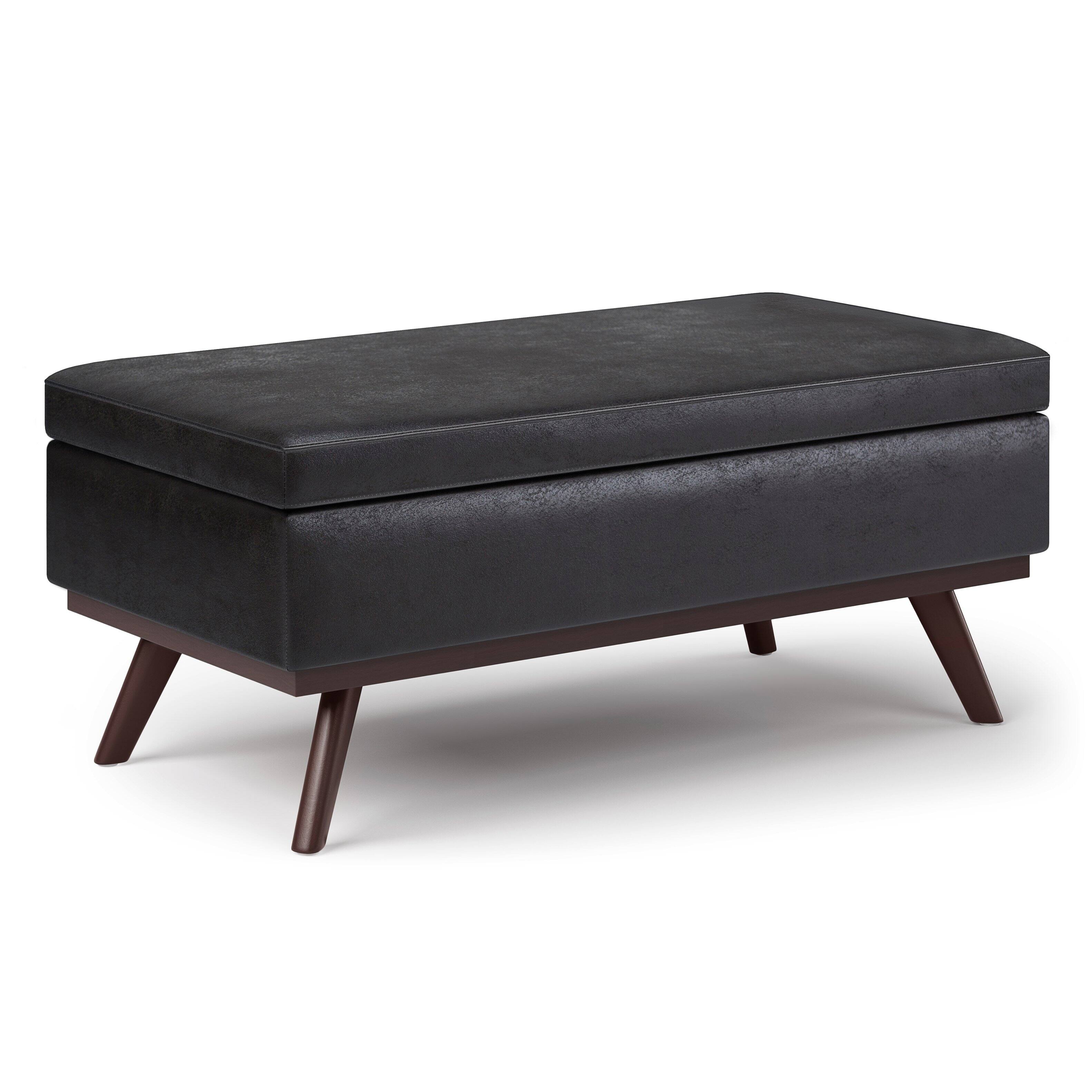 Angle. Simpli Home - Owen Lift Top Large Coffee Table Storage Ottoman - Distressed Black.