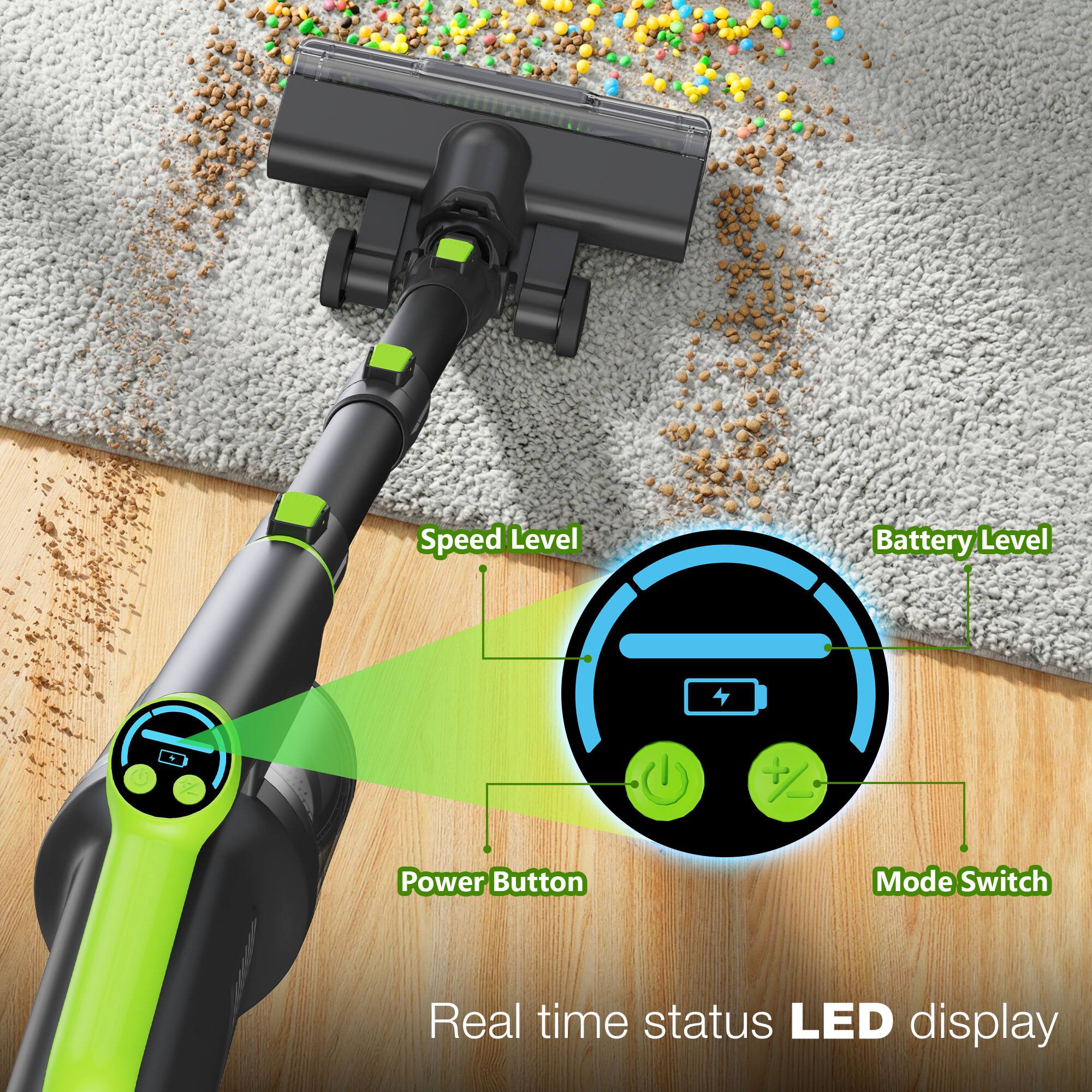 Speed Level  
Battery Level  
Power Button  
Mode Switch  
Real time status LED display