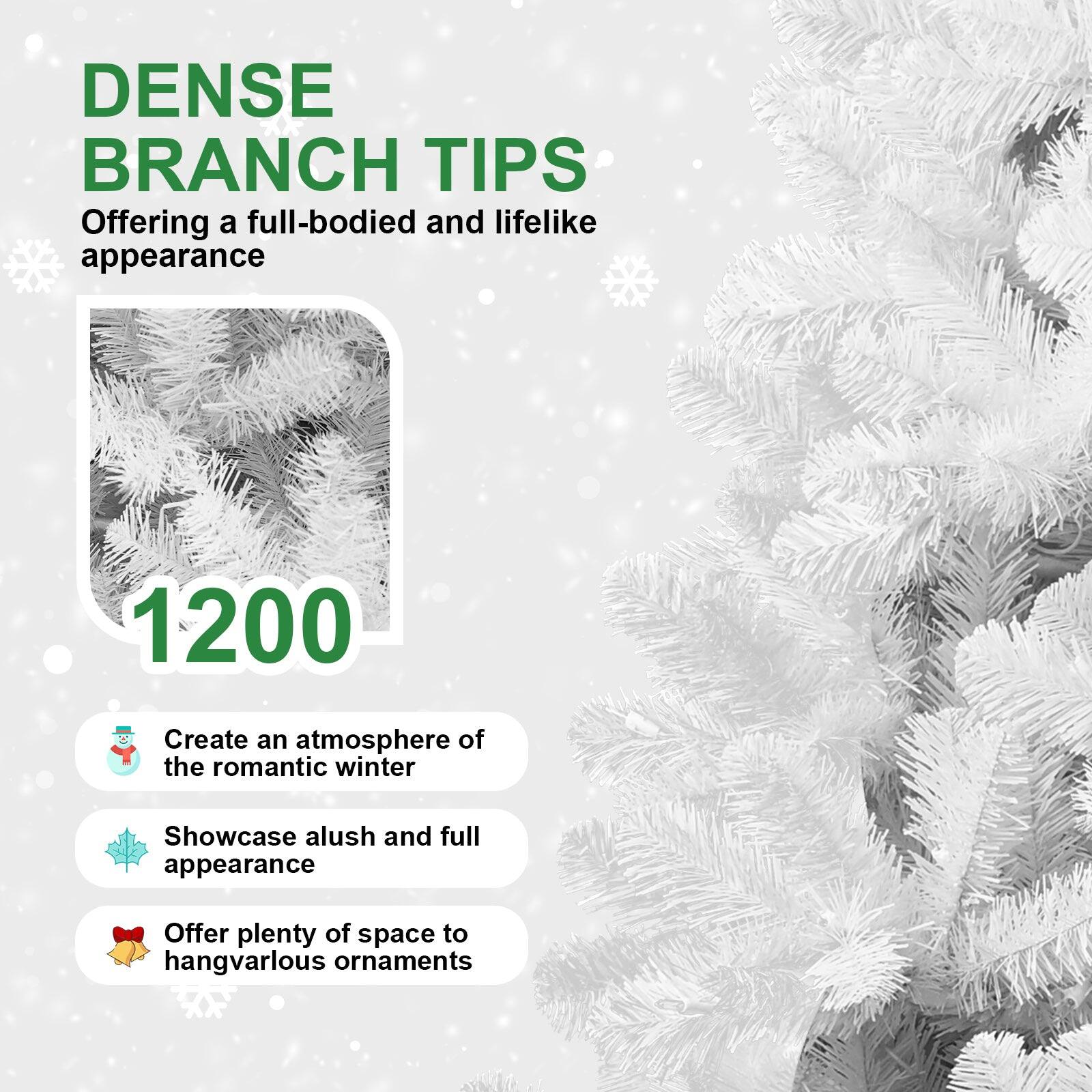 DENSE BRANCH TIPS  
Offering a full-bodied and lifelike appearance  

1200  

- Create an atmosphere of the romantic winter  
- Showcase lush and full appearance  
- Offer plenty of space to hang various ornaments