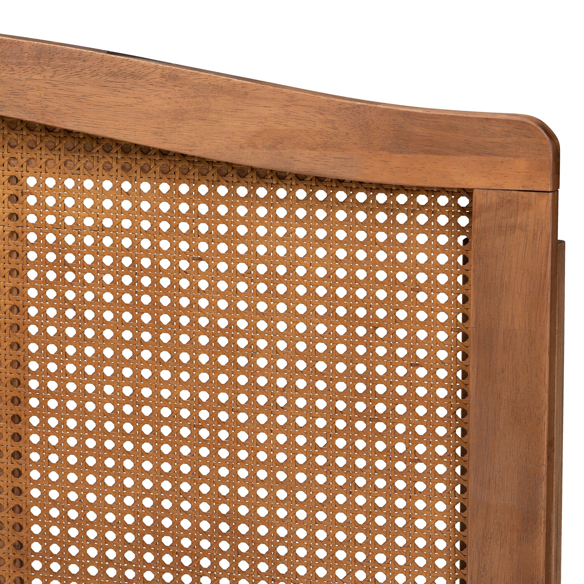Left. Baxton Studio - Marieke Mid-Century Modern Finished Wood and Synthetic Rattan King Size Headboard - Ash walnut.