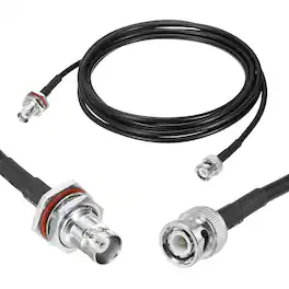 Unique Bargains - RG58 BNC to BNC 10ft, 50 Ohm LL BNC M to F Bulkhead Coax Jumper for Spectrum Analyzer, Antenna, Ham Radio, Oscilloscope - Black
