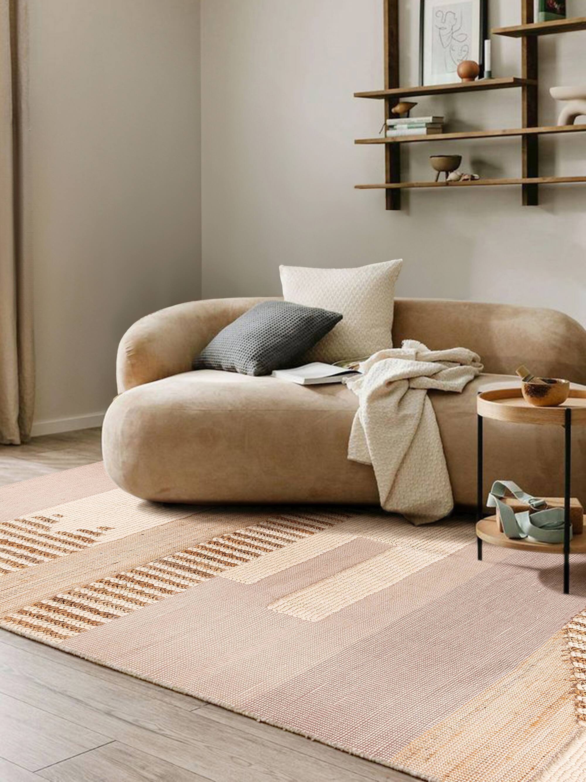 Back. GAURI KOHLI - Zanzibar Rug - Shades of beige and brown.