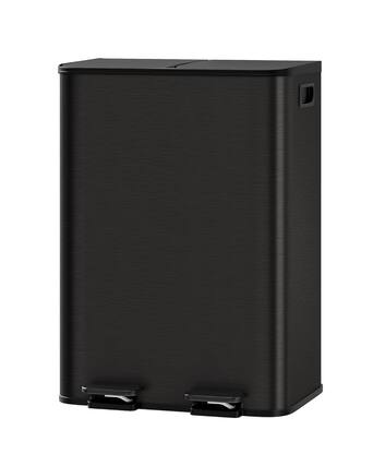 Front. Acekool - 2x8 Gallon Dual Rectangular Trash Can with Removable Buckets, Soft-Close Lids & Stain-Resistant Black Recycling Bin - Black.