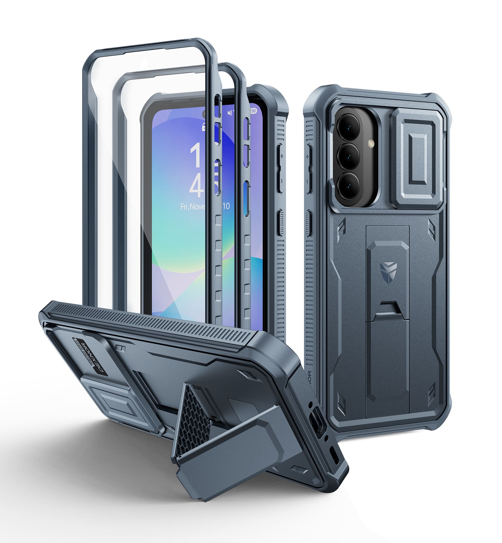 dexnor - Case for Samsung Galaxy A37 A36 5G with Screen Protector, Slide Camera Cover and Kickstand Shockproof Protective Cover - Navy Blue