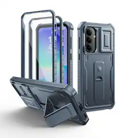 Dexnor - Case for Samsung Galaxy A37 A36 5G with Screen Protector, Slide Camera Cover and Kickstand Shockproof Protective Cover - Navy Blue