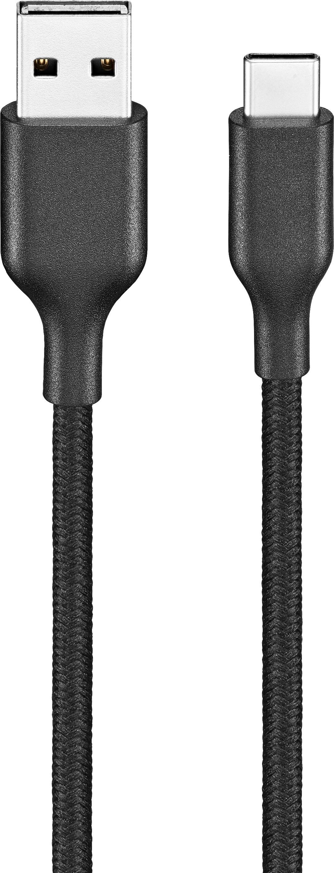 Left. Best Buy essentials™ - 10' USB-C to USB Braided Charge-and-Sync Cable - Black.