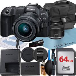Canon - EOS R8 Mirrorless Camera with 24-50 Lens + 64GB Card + Case + ZeeTech Bundle (International Version) - Black