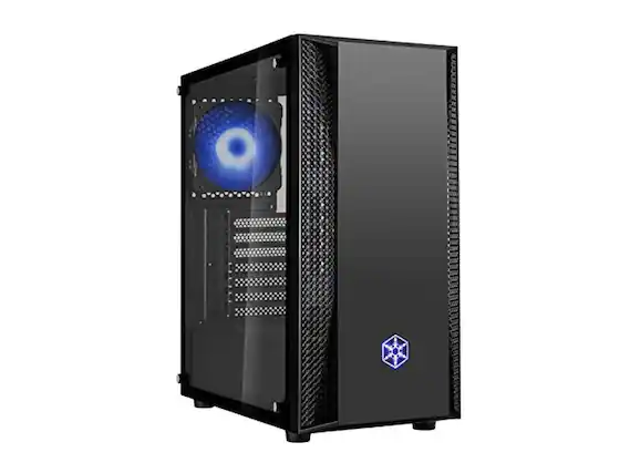 Front. SilverStone - SilverStone FARA B1 RGB Sleek tempered glass mid-tower ATX case with RGB fans, SST-FAB1B-RGB (Black) - Black.