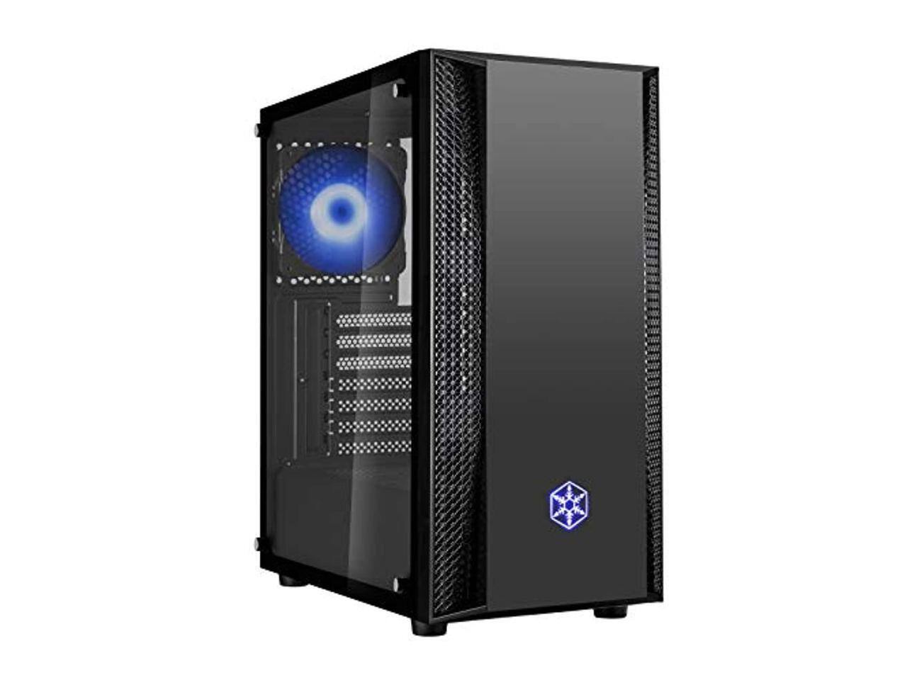 Front. SilverStone - SilverStone FARA B1 RGB Sleek tempered glass mid-tower ATX case with RGB fans, SST-FAB1B-RGB (Black) - Black.