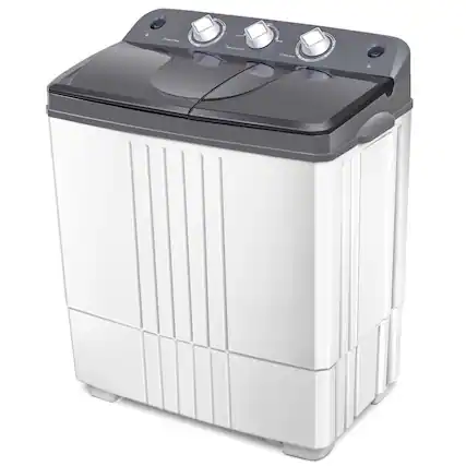 Front. SKONYON - Twin Tub Portable Washing Machine with Spin Dryer and High Capacity Design - Gray.