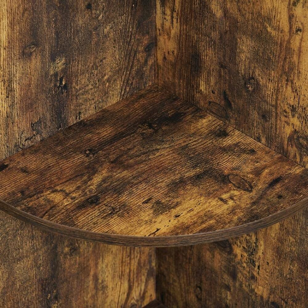 Alt View 1. FurniFact - 4-Tier Corner Shelf with Sturdy Engineered Wood Construction - Amber Pine.