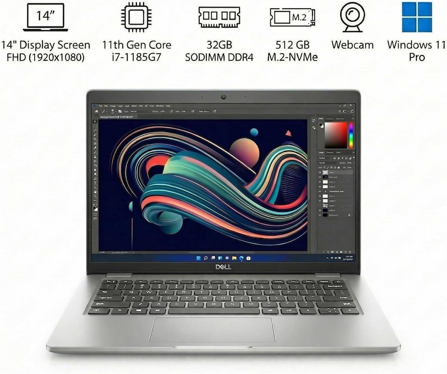 14" M.2 14" Display Screen 11th Gen Core 32GB 512 GB Webcam Windows 11 FHD (1920x1080) i7-1185G7 SODIMM DDR4 M.2-NVMe Pro