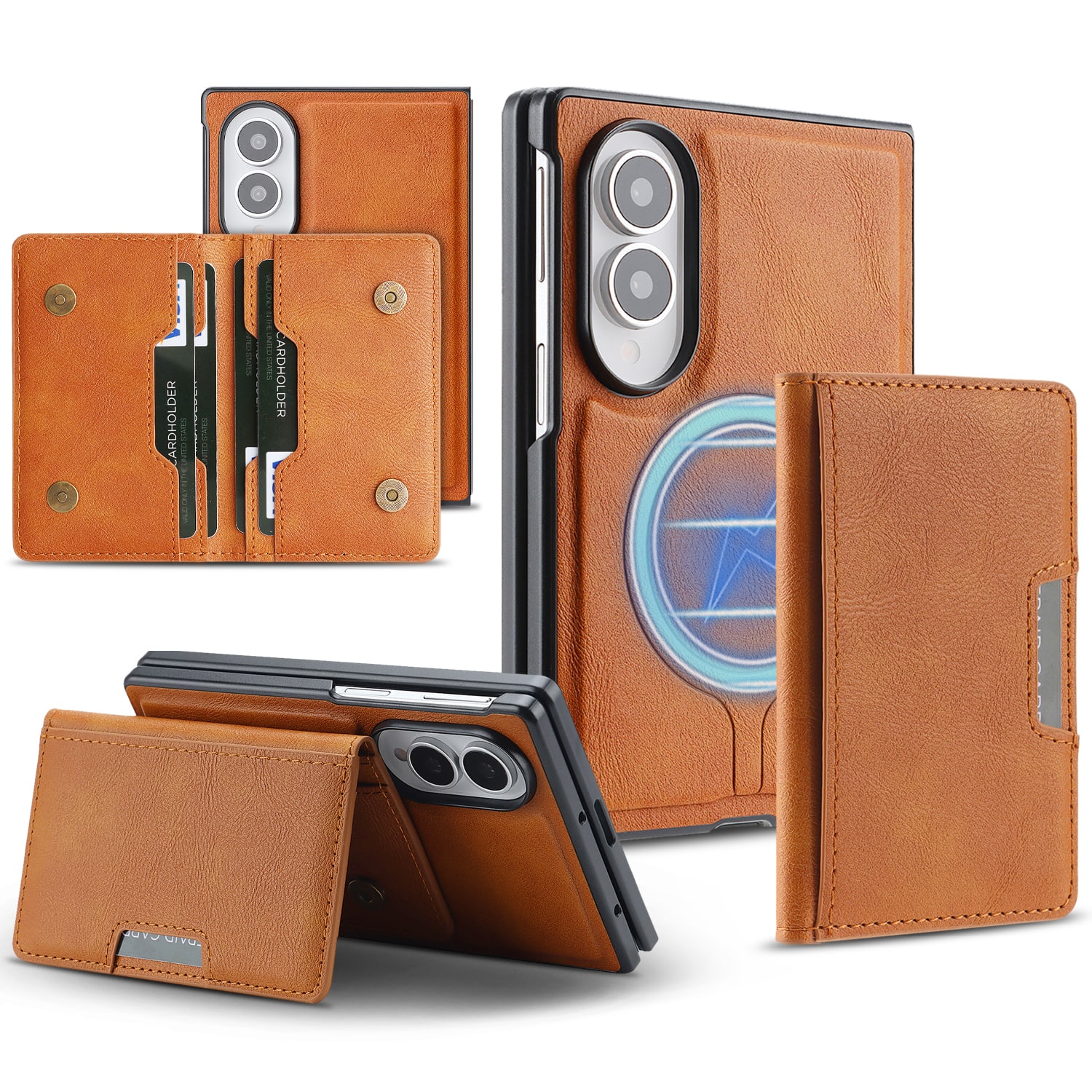 Dteck - 2-in-1 Magnetic Wallet Case for Samsung Galaxy Z Fold8 Shockproof Detachable Leather Cover - Brown price history on PriceWatchPro