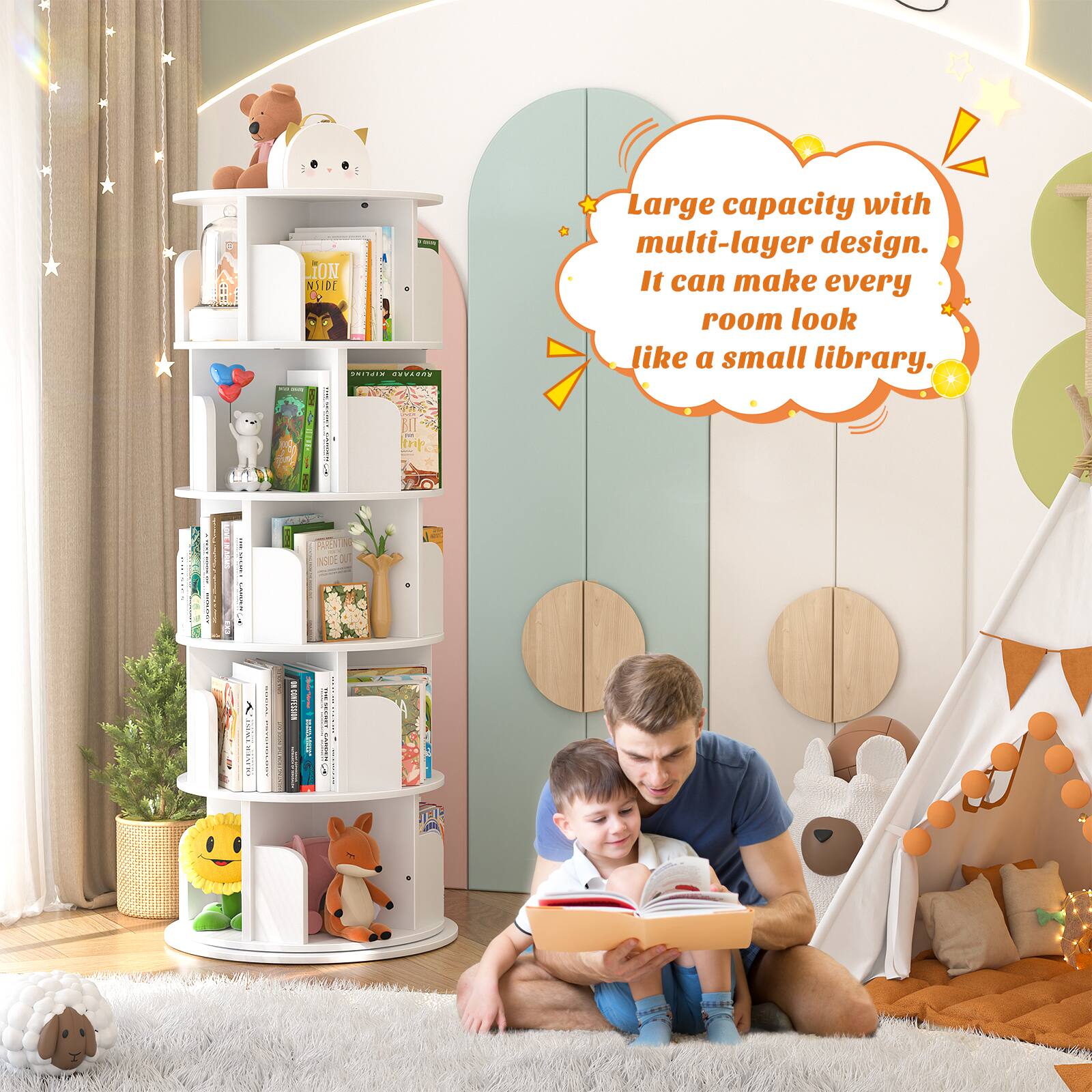 Large capacity with multi-layer design. It can make every room look like a small library.