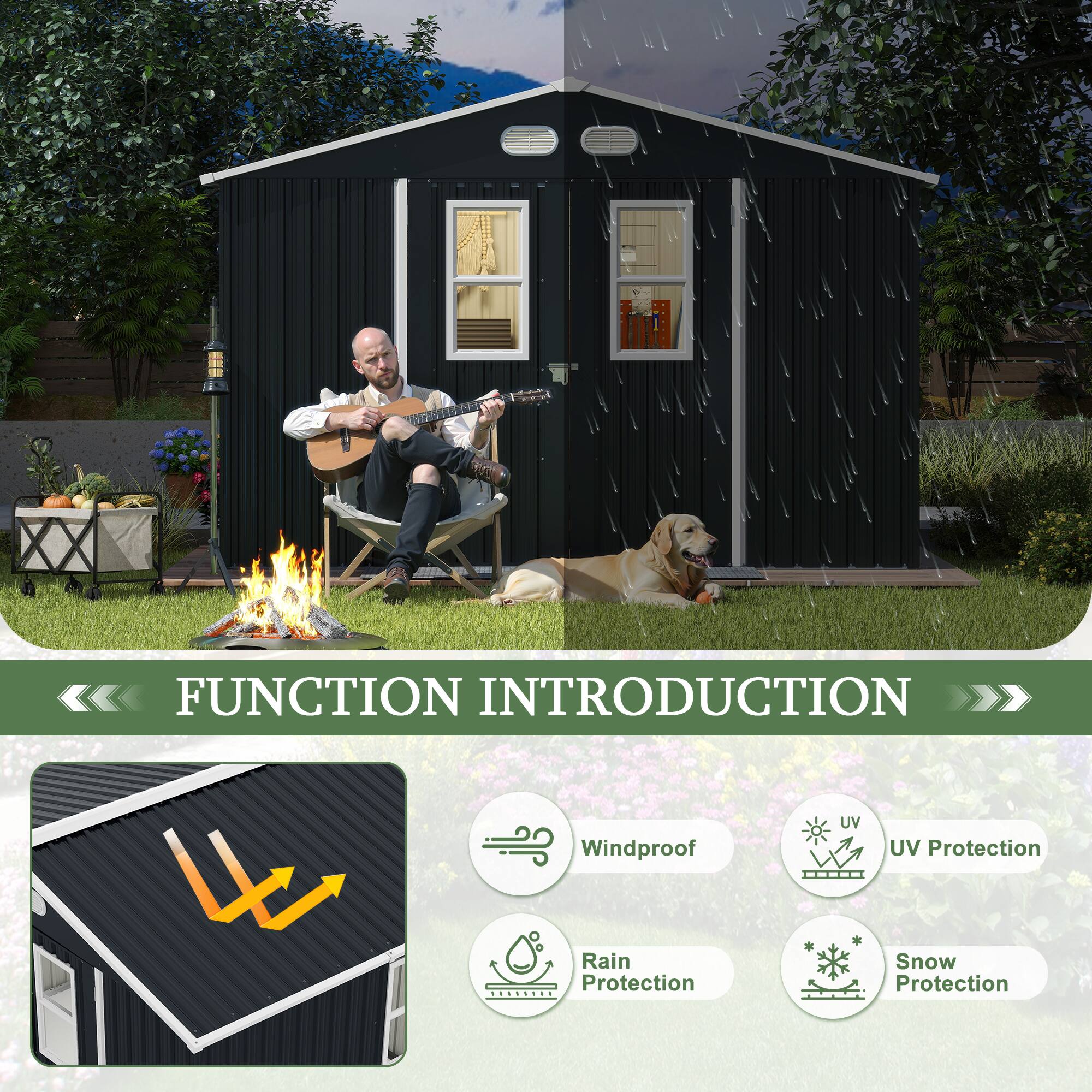 FUNCTION INTRODUCTION  
- Windproof  
- UV Protection  
- Rain Protection  
- Snow Protection