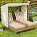 Alt View 1. Costway - Kids Double Chaise Lounge Patio Lounge Chair with Cup Holders & Awning - Brown + Natural.