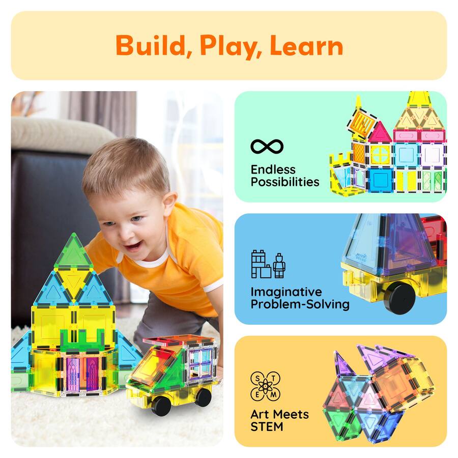 PicassoTiles PICASSO TILES Magnetic Tiles for Kids, 61PCS Construction ...