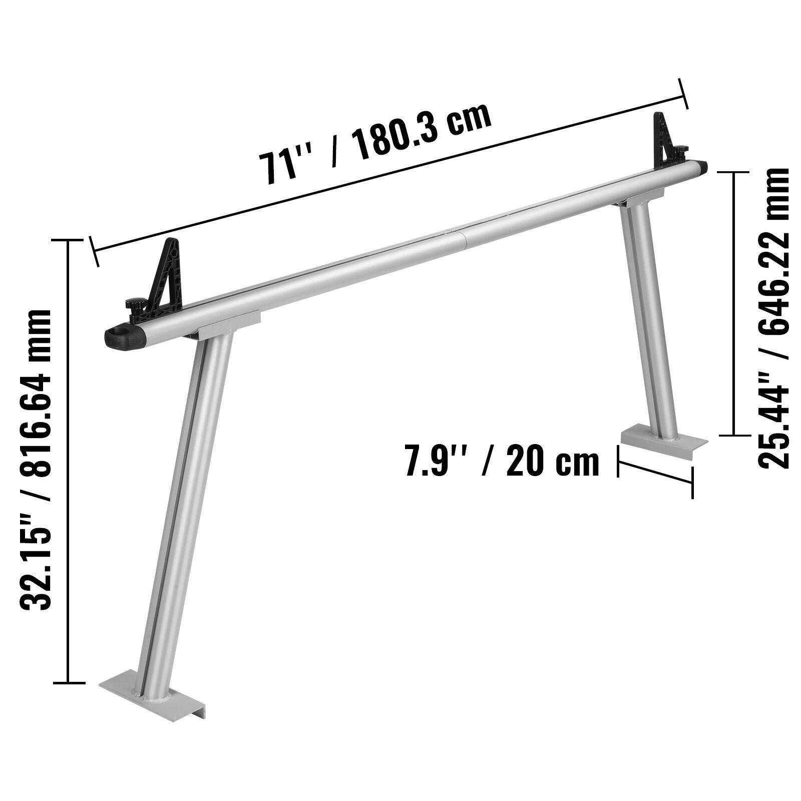 - 71" / 180.3 cm
- 32.15" / 816.64 mm
- 25.4" / 646.22 mm
- 7.9" / 20 cm