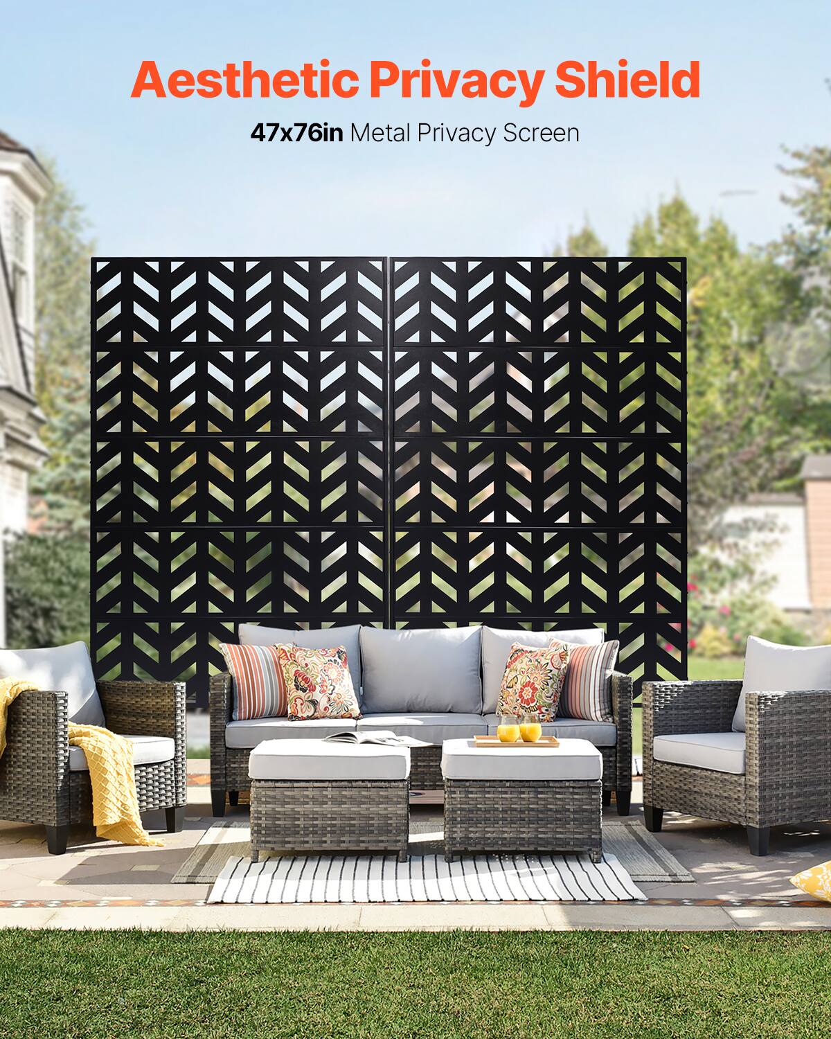 Aesthetic Privacy Shield  
47x76in Metal Privacy Screen