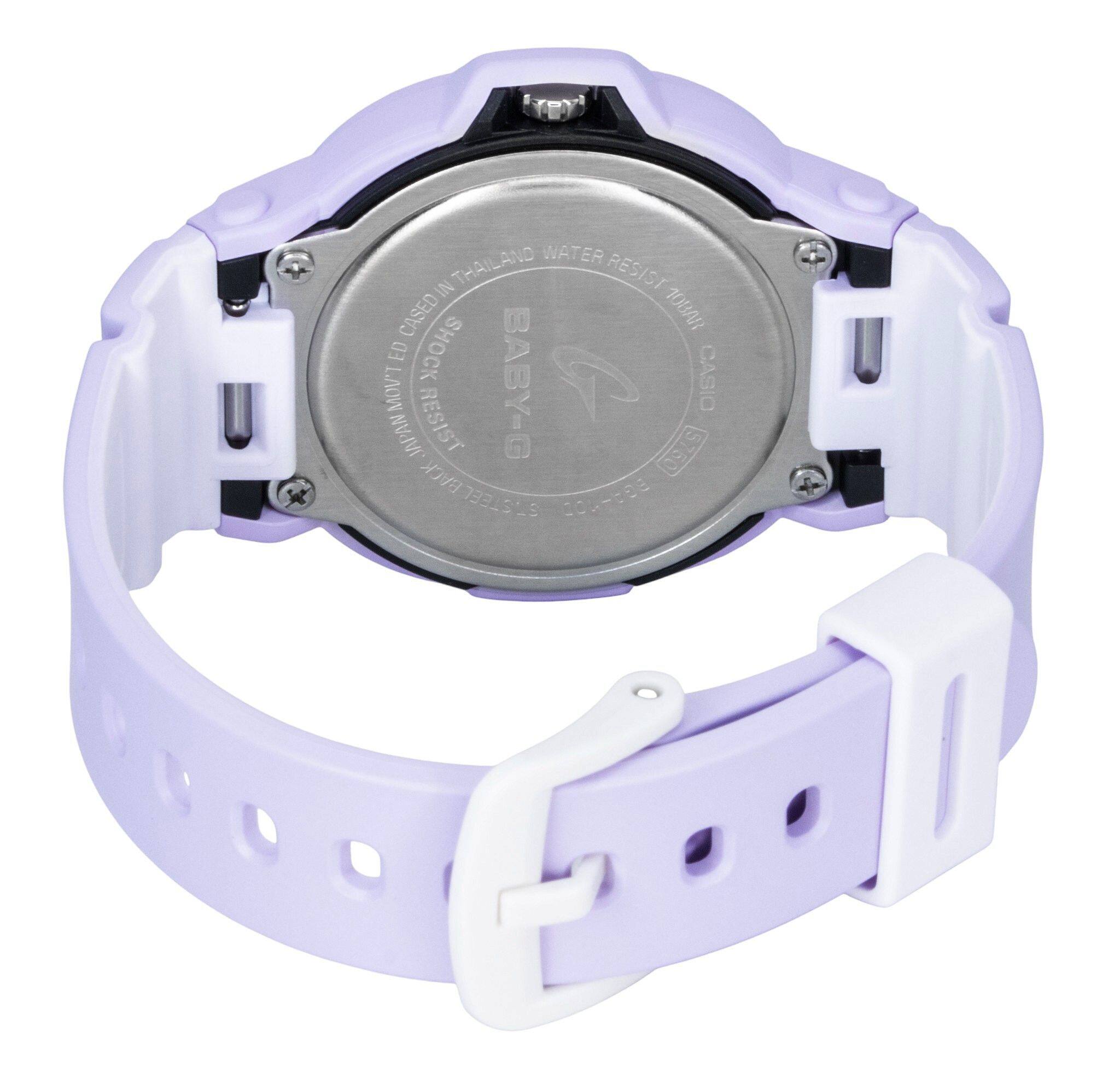 THAILAND WATER RESIST CASED 10BAR ED SHOCK BABY-G CASIO MOV'T NVJV RESIST 8760 STSTEEL BACK STSTEEL COG-t8E