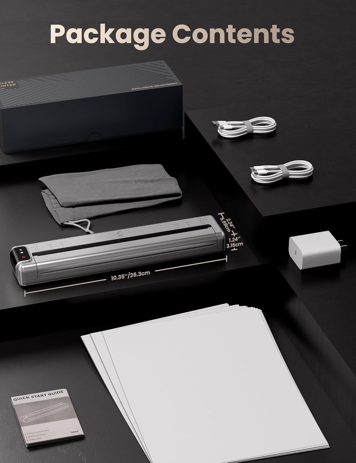 Package Contents

- LEB ER INTER FTELAR ERELUSIE
- 15.69cm 2.24" + 1.24" 3.15cm 10.35"/26.3cm
- START GUIDE QUICK

- 10.35"/26.3cm
- 1.24" 3.15cm
- 2.24" 5.69cm

- QUICK START GUIDE