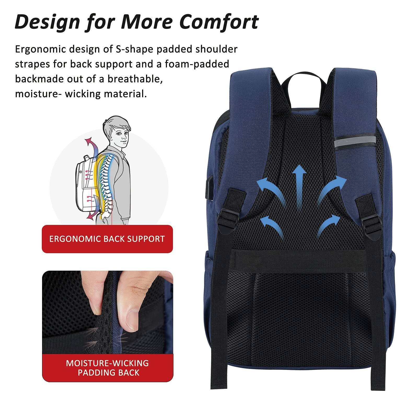 Alt View 2. Live At Space - Laptop Backpack Bookbag With Usb Charging Port Anti theft water Resistant  Work College Business Travel Computer For - Black-15.6 inch-Daypack Backpacks.