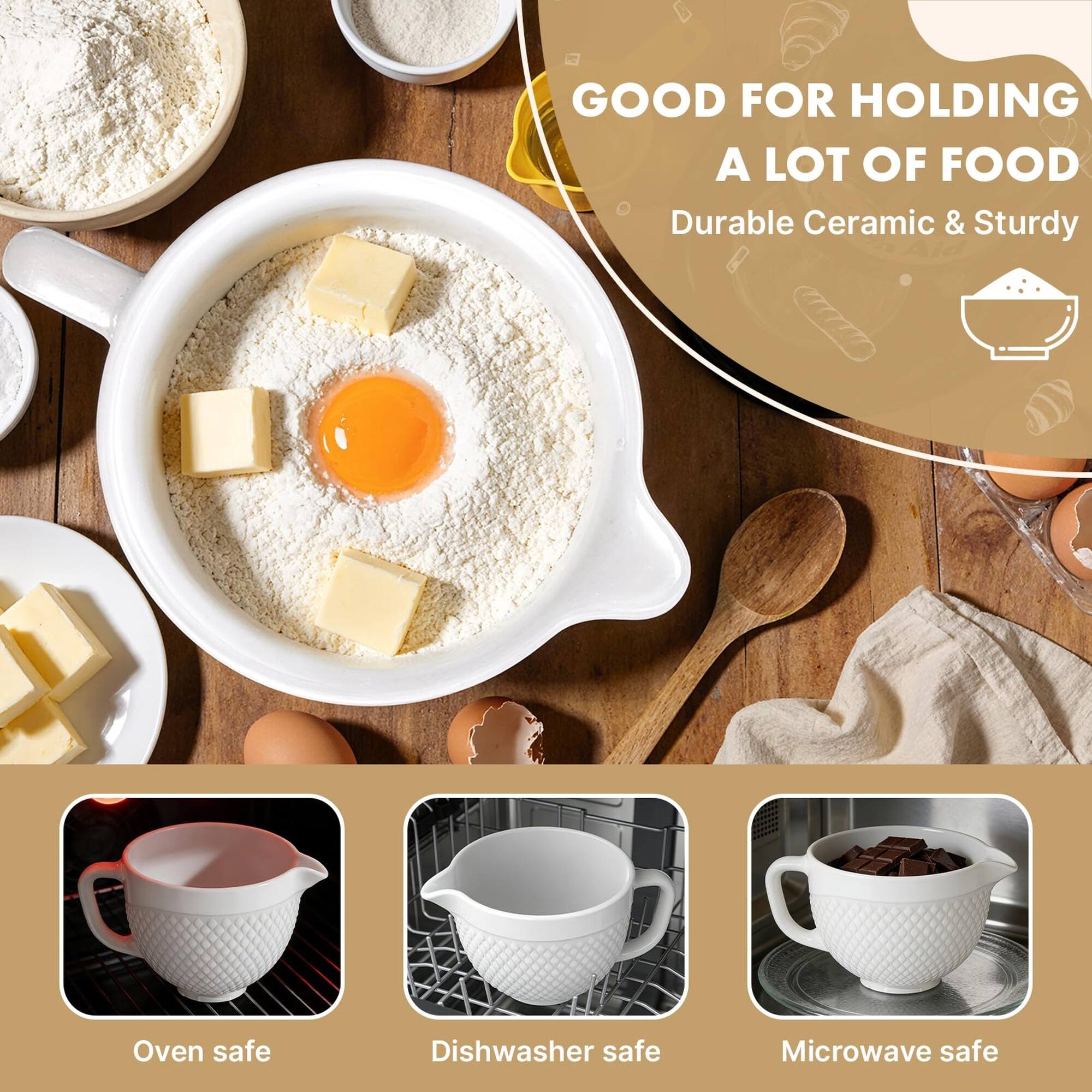 GOOD FOR HOLDING A LOT OF FOOD  
Durable Ceramic & Sturdy  
Oven safe  
Dishwasher safe  
Microwave safe