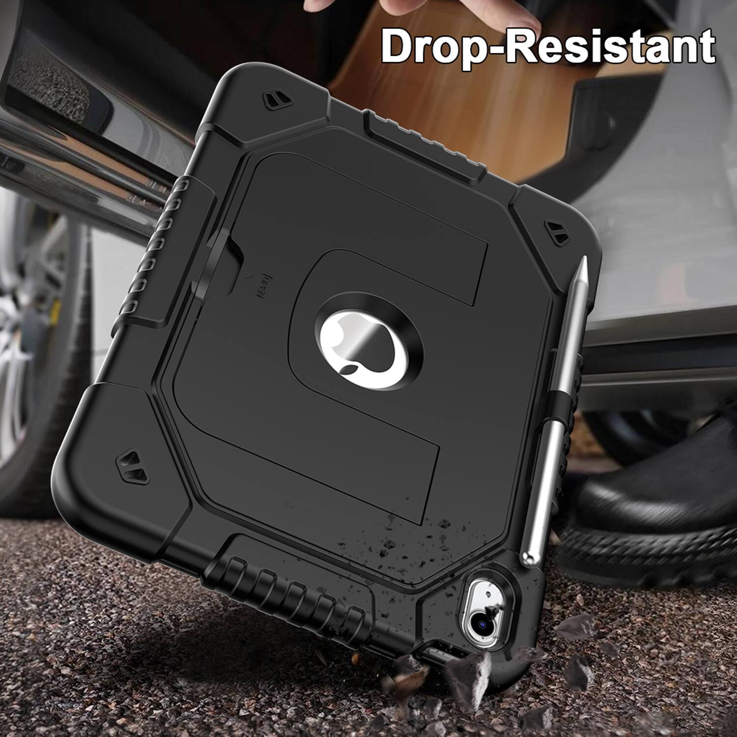 Alt View 1. Dteck - Case for Apple iPad (A16) 11" 2025 & iPad 10.9 inch (10th Gen),Shockproof Stand Cover with Shoulder Strap+Plastic Stylus - Black.