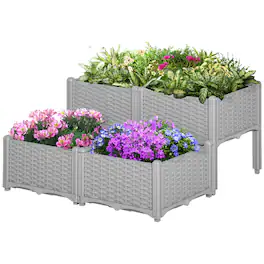 Outsunny - Raised Garden Bed with Legs, Self-Watering Planter Box Raised Bed to Grow Flowers - Gray