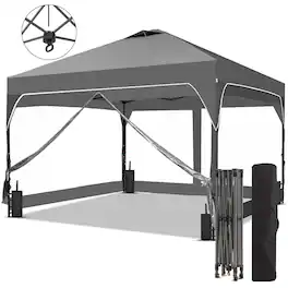 Ainfox - 8x8 FT Pop Up Canopy Tent Shelter Portable with 4 Clear PVC Sidewalls,Carry Bag & 4 Sandbags for Outdoor